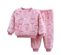 Generico Vestiti Bambino Bambini Pigiameria Abbigliamento da Casa Set Notte Invernale Pantaloni Solidi Rimani al Caldo in Autunno e Inverno Cotone a Maniche Lunghe Ideale per la Primavera l'autunno