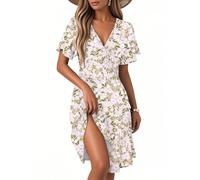 Generico Vestiti Corti Leggero Caviglia Cucina Scollo V Promozioni del Giorno, Vestito Donna Cotone Arrampicata Caccia Baggy Manica Corta Estivi Vestiti Cotone Abito Camicia Donna M