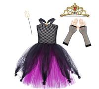 Generico Vestiti di Halloween Bambina - Ragazza Shaggy Dress Bambini Halloween Cosplay Dress Up Costume da Strega del Mare (Purple 3-4 Years)