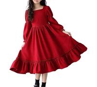 Generico Vestiti Eleganti Bambina,Abito a Maniche Lunghe con Scollo per Ragazze Comodo e Casual per la Stagione Autunnale e Oltre