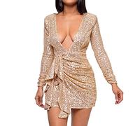 Generico Vestiti Eleganti Donna Corto Eleganti, Mini Abito Brillantini Anni 50, Vestito da Cocktail Donna Curvy, Vestito Invernale Donna Sottile, Abito da Ballo per Cocktail Festa Sera Bar Club