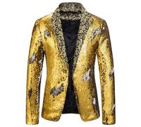 Generico Vestiti eleganti uomo Abito da uomo con paillettes bicolore da spettacolo teatrale da discoteca bar DJ(Gold XL)
