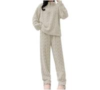 Generico Vestiti Estivi Completi Mare Donna Womens Fuzzy Pajama Sets Warm Cozy Winter Sets Fleece Set Loose Comfy Ladies Plush Sleepwear Pigiami Due Pezzi da Uomo Set Pigiama Donna White One Size