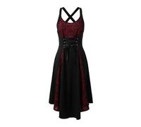 Generico Vestiti Gotico Donna,Abito da Festa Elegante con Bustino E Spalle Scoperte Stile Gotico Punk Corsetto in Pizzo per Cosplay Donna Raffinato Misterioso Aderente con Dettagli Medievali