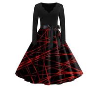 Generico Vestiti Halloween Donna Vestito Halloween Adulto Donna Lunghi Gotica Dress Cosplay Autunnale Plus Size Abito Rinascimentale Curvy Witch Kleidung 2#Anguria Rosso L
