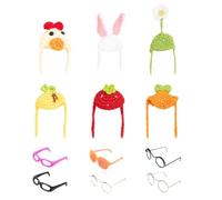 Generico Vestiti Per Oche Da Scrivania - 6 Accessori Per Statue Di Oche Con Cappelli E Occhiali Da Sole,Decorazione per Scrivania Mensola Salotto con Figura 17 cm
