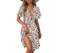 Generico Vestiti Premaman Estivi Vestito Spiaggia Donna Jogging Elasticizzati Elastico Abiti Cucina Scollo V Manica Corta Estivi Giardiniere Antitaglio Tasconi Offerta a Tempo, Abiti Donna M