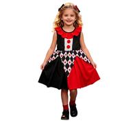 Generico Vestito a Maniche Lunghe con Collo a Volant per Bambine, Abito con Gonna a Rete e Stelle, Costume Clown Elegante per Feste, Gala e Spettacoli