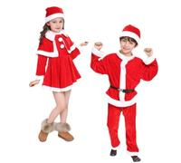 Generico Vestito Babbo Natale Bambina Costume Babbo Natale Bambino Cosplay 4PC Outfit Set Costume da Babbi Vestiti Festivo Costumes Christmas Abiti Festa Completo Natalizio Bambini
