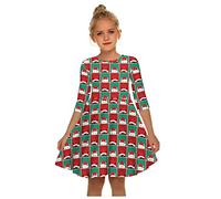 Generico Vestito Bambina Natale - Toddler Baby Kids Girls Dress Set Christmas Snowman Print Patchwork Princess Abito Morbido e Caldo (A 7-8 Years)