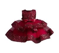 Generico Vestito Carnevale Neonata Elegante Rosso Vestito Natalizia Femmina Ragazza Costume Carnevale Girocollo Invernale Elfo Abiti Compleanno Festa Vestiti Principesse Neonato Bimba Regalo Natale