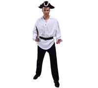 Generico Vestito Carnevale Uomo Costume Pirata Uomo Costumi Carnevale Adulti con Camicia Medievale, Pantaloni e Fazzoletto da Pirata(White, One Size)