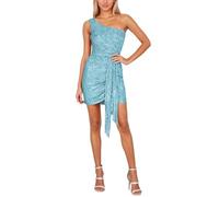 Generico Vestito con Paillettes Donna,Gonna Senza Maniche con Paillettes E Nastri da Donna con Spalle Inclinate E Abito Plissettato Che Abbraccia I Fianchi