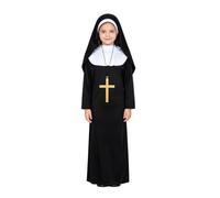 Generico Vestito Costume da Suora con Copricapo e Colletto Bianco per Bambina, Costume da Suora Taglia 10-12 Speciale per Bambini Feste in Costume o Carnevale Comodo