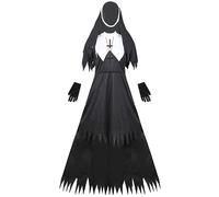 Generico Vestito da Suora Zombie The Nun Costume Donna Ideale per Halloween Cosplay Carnevale Festa Set di vestiti suora zombi uniforme da festa in maschera vampiro malvagio per Halloween