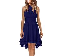 Generico Vestito Donna Corto Casual, Abito Donna Corto Elegante E Floreale Casual Abito Midi Boho Senza Maniche a Girocollo Abito a Canotta per Vacanze Abito da Spiaggia