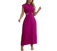 Generico Vestito Donna Elegante - Abito Lungo Oversize da Donna alla Moda in Tinta Unita con Scollo A V Stile Francese Che Slancia La Figura Confortevole Ed Elegante Ideale per La Casa per Quando