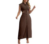 Generico Vestito Donna Elegante - Abito Lungo Oversize da Donna alla Moda in Tinta Unita con Scollo A V Stile Francese Che Slancia La Figura Confortevole Ed Elegante Ideale per La Casa per Quando