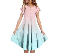 Generico Vestito Estivo Casual e Confortevole sfumato per Bambine (6-15 Anni) (6-7 Years)