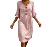 Generico Vestito Estivo Donna Elegante - Abito Midi Ampio E Stampato con Maniche Corte per Confortevole Ed Elegante Ideale per La Casa per Quando Si È Fuori Casa E per Le Vacanze