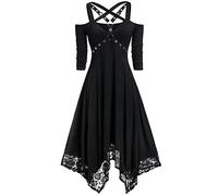 Generico Vestito gotico da donna, in stile medievale, costume per Halloween e carnevale, abito rinascimentale con cappuccio Regalo