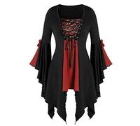 Generico Vestito Gotico Donna Corsetto Swing Medievale Vintage Abiti Da Con Cappuccio Felpa Manica Lunga Costume Abito Sera