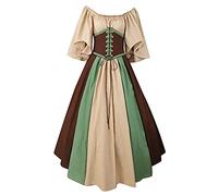 Generico Vestito Gotico Donna Costume Da Vampiro Ragazze Maniche Tromba Stile Medievale Vampiressa Bambina Cosplay Donne Abito Lungo Svasate Rinascimento Rinascimentale Halloween Carnevale