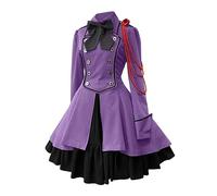Generico Vestito Gotico Donna - Stile Steampunk Vintage Cosplay Abiti con Maniche Svasate e Corsetto Vestito di Lusso per Halloween Carnevale
