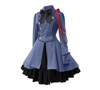 Generico Vestito Gotico Donna - Stile Steampunk Vintage Cosplay Abiti con Maniche Svasate e Corsetto Vestito di Lusso per Halloween Carnevale