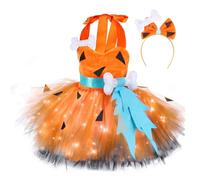 Generico Vestito Halloween da Strega Bambina,Vestito da Principessa da Ragazza Arcobaleno in Tulle con Luci LED,4-13 anni per Halloween Carnevale Feste