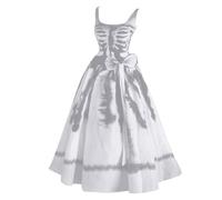 Generico Vestito Halloween Donna Lungo Stampato con Vita Alta