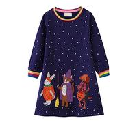 Generico Vestito Hallowen Bambina - Il Fumetto del Manicotto Lungo delle Ragazze del Bambino Stampa i Vestiti dei Vestiti da Partito di Ballo del Vestito dalla Principessa (Dark Blue 4-5 Years)