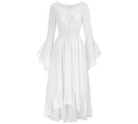 Generico Vestito Medievale da Donna Abito Vittoriano Costume Rinascimentale Retrò Spalle Scoperte Donna Gotico Tinta Unita con Maniche Campana Abiti Lungo Carnevale Halloween Abito Cerimonia Vestiti