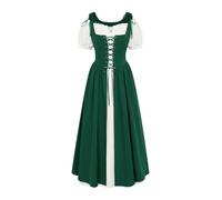 Generico Vestito Medievale da Donna Vestito a Maniche Corte Retrò Curvy Lungo Abito Carnevale Gotico Costume con Bretelle Rinascimentale Donne Abito Lungo Carnevale Halloween Vittoriano Cosplay