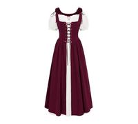 Generico Vestito Medievale da Donna Vestito a Maniche Corte Retrò Curvy Lungo Abito Carnevale Gotico Costume con Bretelle Rinascimentale Donne Abito Lungo Carnevale Halloween Vittoriano Cosplay