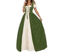 Generico Vestito Medievale Donna Rinascimentale Curvy Abito Cerimonia con Maniche Svasate Taglie Forti Abiti Gotico Lungo Slim Fit Vintage Costume da Halloween Stile Medievale per Carnevale