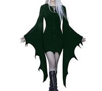 Generico Vestito Medievale Donna Strega Elegante Vestito Da Steampunk Curvy Con Maniche a Pipistrello Costumi Di Halloween Sexy Teschio Abito Da Vampiro Cosplay Horror Costume Da Strega