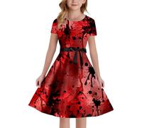 Generico Vestito mercoledì Bambina Cosplay Festa Abito Vampiro Carnevale Mercoledi per Bambini Robe Halloween Bebe Jupe Plissée Mi Longue Enfants Vestiti Party