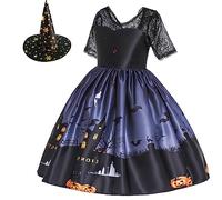 Generico Vestito mercoledì Bambina Halloween Gotico Vampiro Costume di Travestimento Fancy Dress Deguisement Bebe de Fête Danse Pageant Filles per Festa, Cosplay, Carnevale