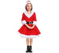 Generico Vestito Natale Bambina Abito Natalizio per Bambina Completo di Natale Bambino Abito Natalizio Invernale Vestito Natalizio Elegante per Bambini Vestiti Natalizi Bambine (Red-g, 8-10 Years)