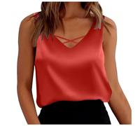 Generico Vestito Natale Incinta Maniche con Canotta in Raso con Cinturino e Canotta di Base, Camicette Casual con Scollo a V Canottiera Scollo