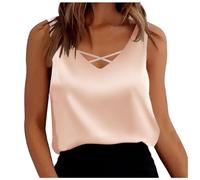 Generico Vestito Natale Incinta Maniche con Canotta in Raso con Cinturino e Canotta di Base, Camicette Casual con Scollo a V Canottiera Scollo