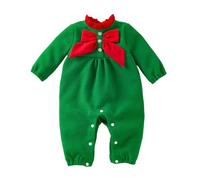 Generico Vestito Natale Neonato Completo Natalizio Neonato 2 Pezzi Tuta a Maniche Lunghe+Cappello Pagliaccetto Bambino di Natale Body Bimbo Baby My First Christmas Outfits (A02-Green, 6-12 Months)