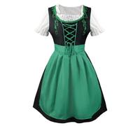 Generico Vestito Oktoberfest Donna con Collo Quadrato e Grembiule Abito da Birraia Tradizionale per la Festa della Birra di Monaco Costume di Carnevale per Donne(Green, XL)