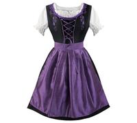 Generico Vestito Oktoberfest Donna con Collo Quadrato e Grembiule Abito da Birraia Tradizionale per la Festa della Birra di Monaco Costume di Carnevale per Donne(Purple, L)