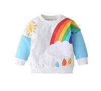 Generico Vestito Ragazza 14 Anni Il Maglione con Stampa Arcobaleno a Maniche Lunghe delle Ragazze dei Neonati del Bambino Supera i Vestiti Cravatta Ragazzo 14 Anni (White, 18-24 Months)