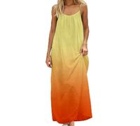 Generico Vestito Schiena Scoperta - Casual Summer Dre Sleevele Gradient Color Backle Spaghetti Strap Flowy Boho Beach Maxi Abiti Estivi Donna Curvy Vestiti Dresse for Women Sexy Prendisole Estivo