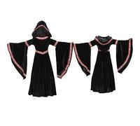 Generico Vestito Strega Halloween Bambina - Toddler Kids Girls Halloween The Ancients Style Cosplay Comtome Party Dress Outfit Set (Black 10-12 Years)