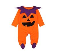 Generico Vestito Zucca Neonato Costume Zucca Neonato Pagliaccetto Tutina Halloween con Cappello Zucca e Scarpa Costumi Halloween Bambino Zucchetta Halloween Costume Travestimento Baby Bambino Bambina