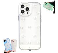 Generico Vibrant LED Bowknot Phone Case, Built-in LED Glowing Phone Cover for Women, Incoming Call LED Flash Light-Up Case for iPhone 11/12/13/14/15/16/17 Pro/Pro Max/Plus (White,for iPhone 16 Plus)